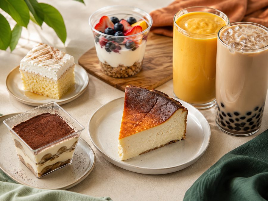 Tres leches, Basque cheesecake, tiramisu, mango lassi and bubble tea from Farm & Fare